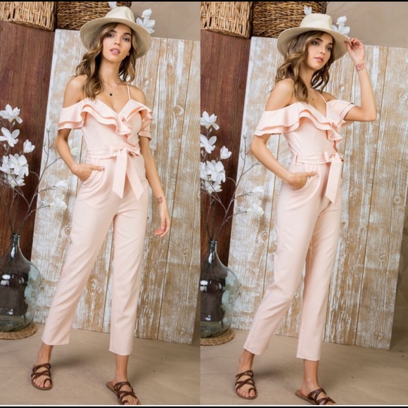 Mainstrip Pants - JUMPSUIT OFF SHOULDER RUFFLES